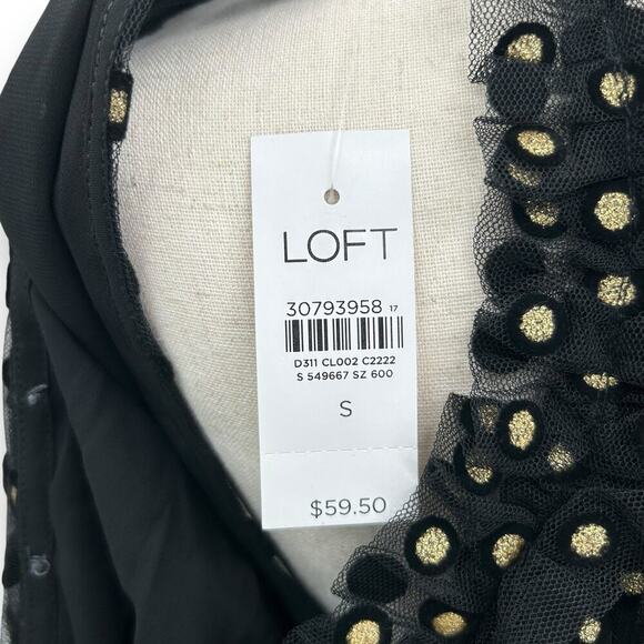 NWT LOFT Black and gold Polka Dot sleeveless high neck Blouse S​ - Picture 12 of 13
